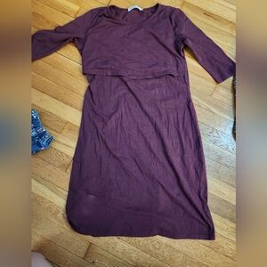 Latched Mama Nursing Dress, Eggplant, Size XL